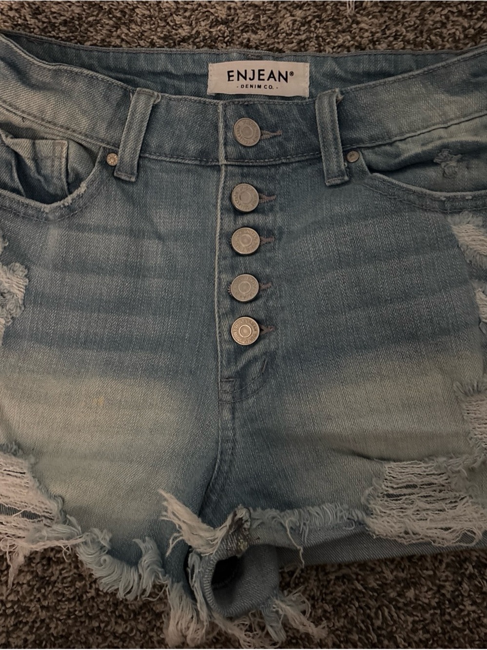 Charlotte Russe Light Blue Distressed High-Rise Denim Shorts